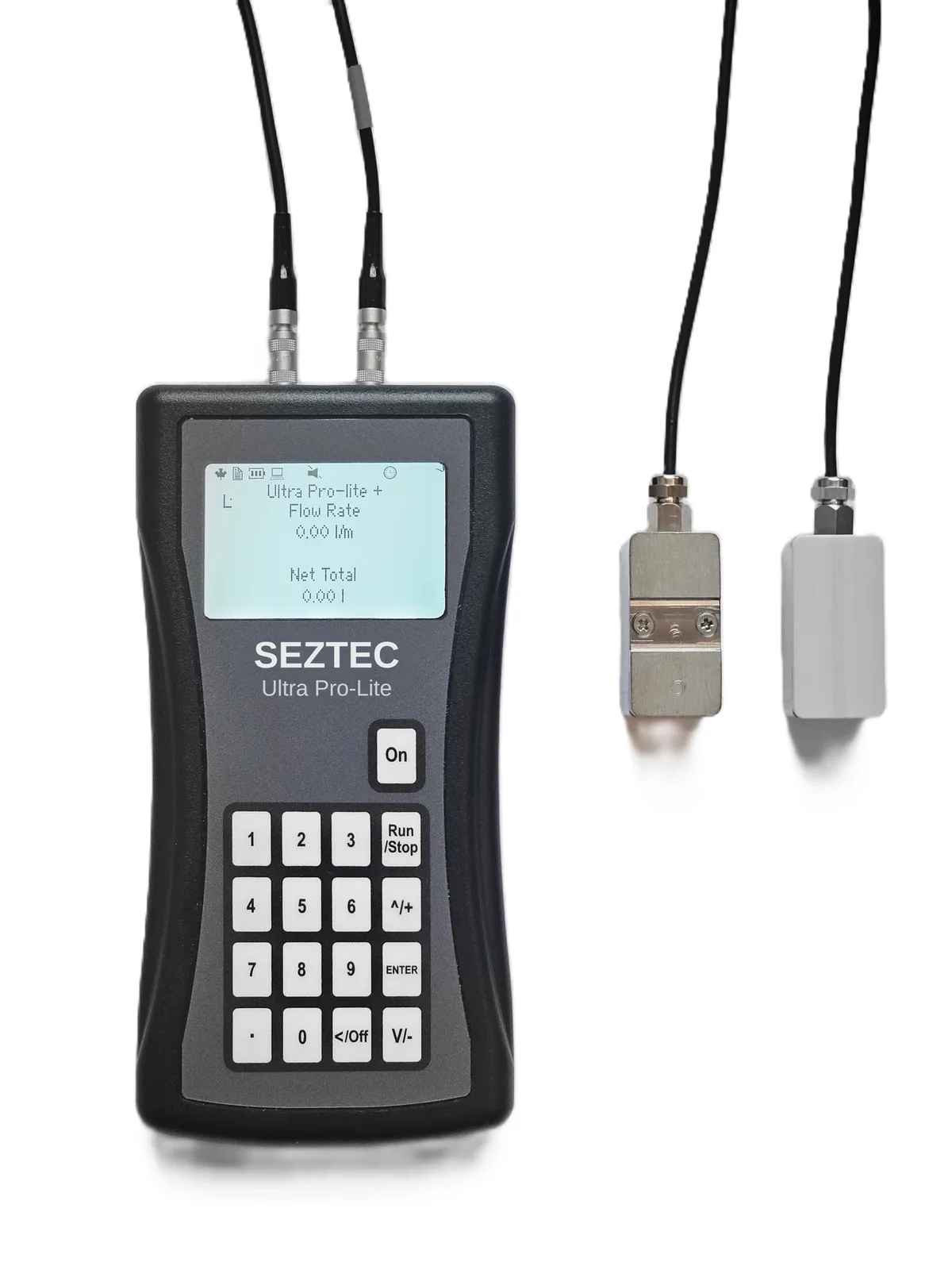 Seztec Ultra Pro-Lite portable clamp-on ultrasonic flow meter with two clamp-on transducer sensors